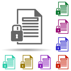 Poster - Document, security in multi color style icon. Simple glyph, flat vector of gdpr icons for ui and ux, website or mobile application