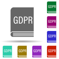 Poster - Gdpr rules book in multi color style icon. Simple glyph, flat vector of gdpr icons for ui and ux, website or mobile application