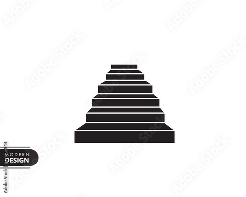 Fotomural building stairs black solid icon with modern design, isolated on white background