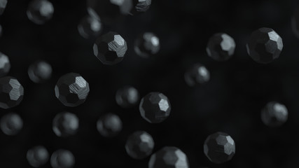 Wall Mural - Black carbon atoms in 3D rendering