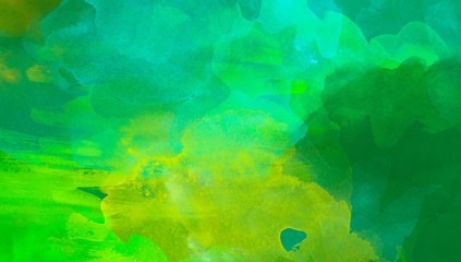 Wall Mural - Green abstract watercolor hand painted background