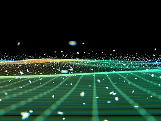 Fototapete - 3D rendering technology particle line cyberspace