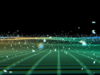 Poster - 3D rendering technology particle line cyberspace