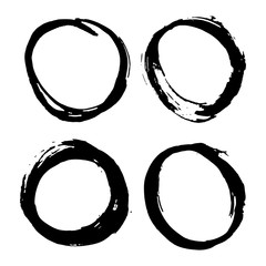 Wall Mural - round frames, grunge textured hand drawn elements set, vector illustration