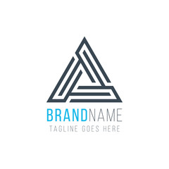 Poster - Geometric triangle unity abstract logo design. Technology business identity concept. Creative corporate template. Stock Vector illustration isolated