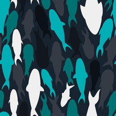 fish silhouettes seamless pattern