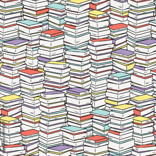 Pile books pattern for textile, fabric,wrapping paper Poster Mural XXL