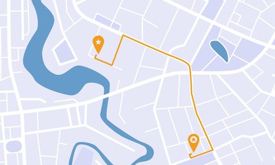 Poster - Modern city map with pins. Gps navigation route concept