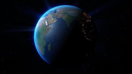 Wall Mural - View of the planet Earth. Elements of this image furnished by NASA. 4k Ultra HD. 3D Render. Images from NASA.