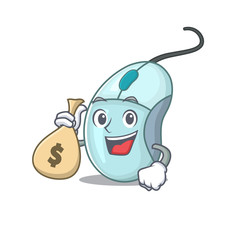 Poster - Happy rich computer mouse cartoon character with money bag