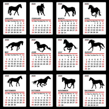 2020 Calendar With Horses Silhouettes