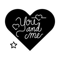 Wall Mural - you and me lettering with hearts decoration