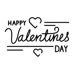 Wall Mural - happy valentines day lettering with hearts decoration