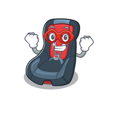 Sticker - Smiley mascot of baby car seat dressed as a Super hero