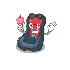 Poster - Baby car seat mascot cartoon design with ice cream