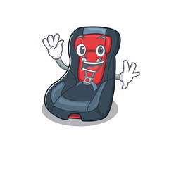 Canvas Print - Waving friendly baby car seat cartoon character design