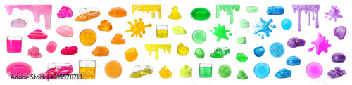 Fotomural Set of different colorful slimes on white background