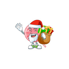 Canvas Print - Santa pink round lollipop Cartoon character design having box of gift