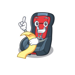 Poster - A funny cartoon character of baby car seat with a menu