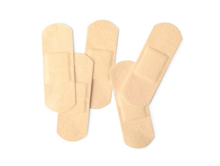 Medical sticking plasters isolated on white. First aid item