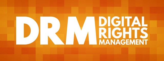 Poster - DRM - Digital Rights Management acronym, technology business concept background
