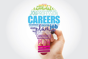 Wall Mural - CAREERS word cloud light bulb, business concept background