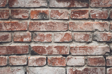 Wall Mural - Old red brick wall in rustic style. Cement wall, grunge texture. Brown backdrop wallpaper. Rough vintage cracked brickwork. Textured backgrounds. Concrete, stone background, pattern.