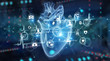 © sdecoret - Digital x-ray of human heart holographic scan projection 3D rendering