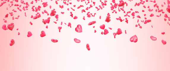 Red falling hearts Valentine day background