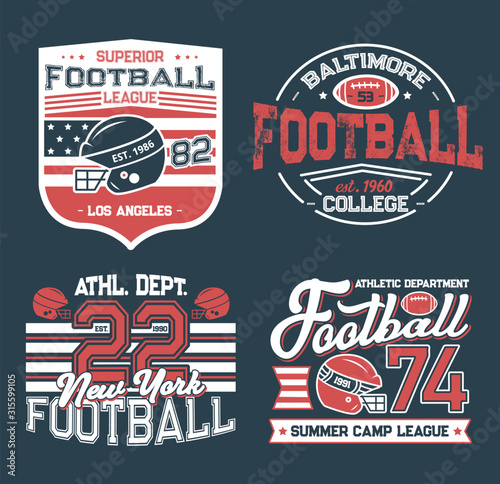 Fotografía Football league retro grunge t-shirt prints