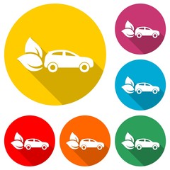 Canvas Print - Eco Car icon isolated with long shadow