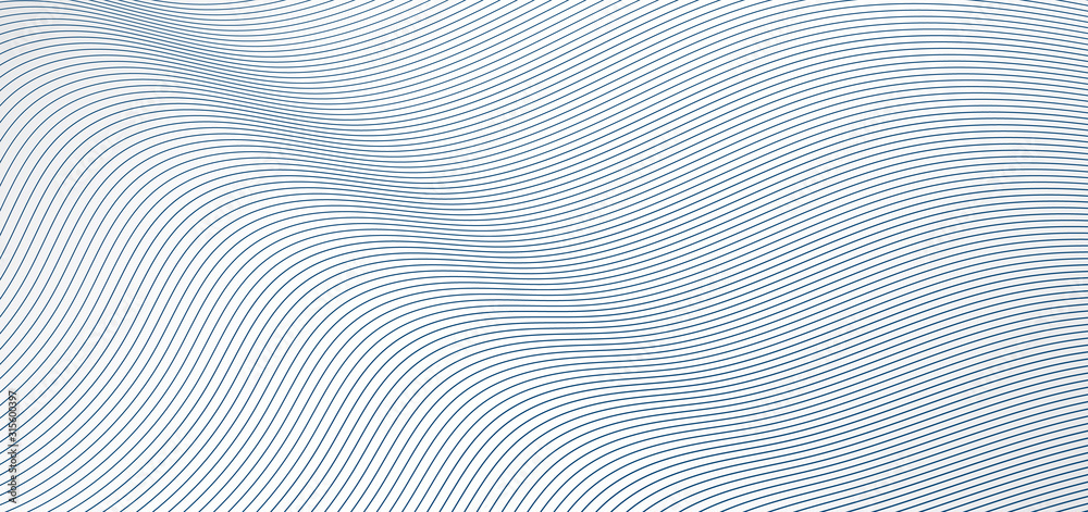 Abstract blue wave lines pattern on white background and texture. - obrazy, fototapety, plakaty 