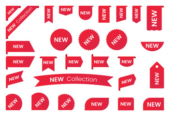 Wall Mural - Red gradient badges, labels or stickers collection.