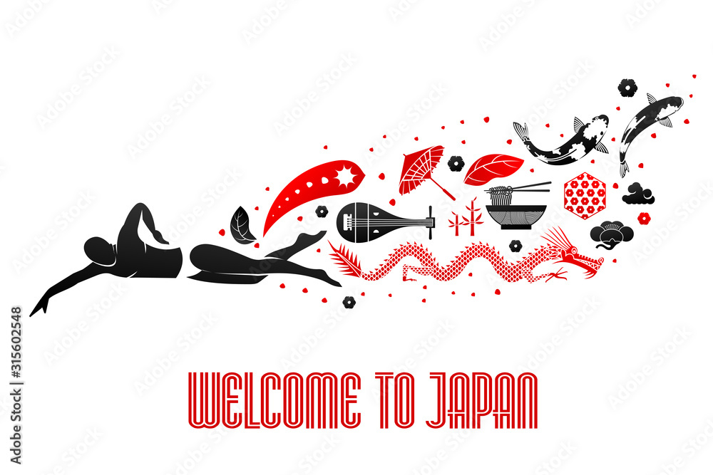 Japan Hello Icon Vector illustration Japanese symbol. Welcome to Japan Stock Vector ...