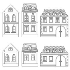 Wall Mural - Houses. Outline drawings of buildings