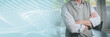 © thodonal - Businessman with arms crossed; panoramic banner