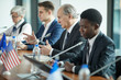 © AnnaStills - Group of political leaders sitting at the table during press conference