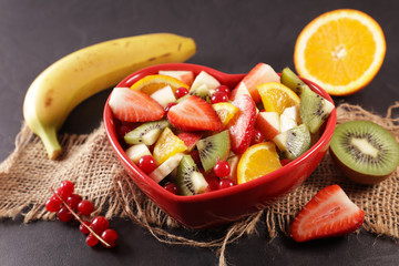 Sticker - fresh mixed fruit salad in heart bowl