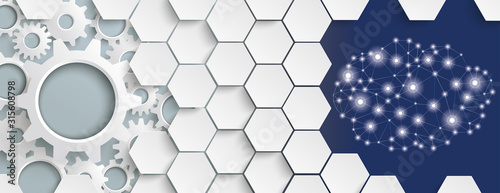 Fotografía White Hexagon Structure Gears Cloud Header