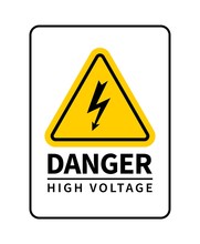 Danger High Voltage Attention Sign. Vector Warning Sign With Lightning Icon.