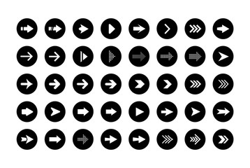 Wall Mural - Arrow buttons in round shape. Set of flat icons, signs, symbols arrow for interface design, web design, apps and more.