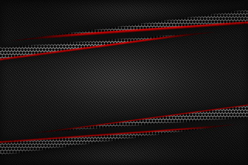 red and black carbon fiber. two tone metal background and texture.