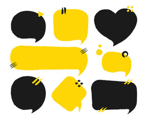 Poster - Hand drawn set of speech bubbles. Vector illustration for stickers