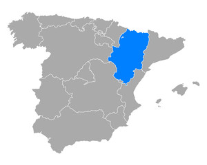  Karte von Aragonien in Spanien