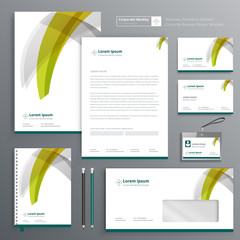 Fototapete - Corporate Business Identity template design stationery Vector abstract  background with memo Gift Items Color promotional souvenirs elements