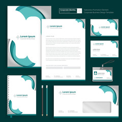 Fototapete - Corporate Business Identity template design stationery Vector abstract  background with memo Gift Items Color promotional souvenirs elements