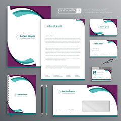 Fototapete - Corporate Business Identity template design stationery Vector abstract  background with memo Gift Items Color promotional souvenirs elements