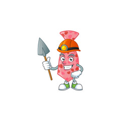 Canvas Print - Cool clever Miner pink love tie cartoon character design