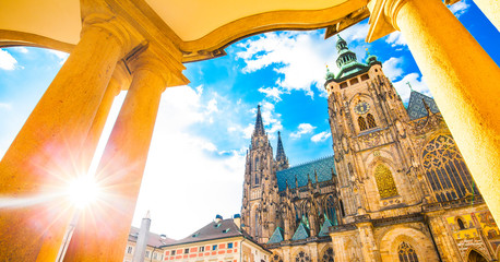 Fototapete - Prague city and St Vitus Cathedral