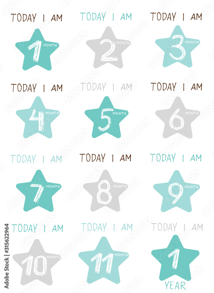 Cute Baby milestone cards. Can use for monthly baby picture Cards and ...